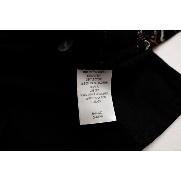 Alfred Dunner Petite 10P Black linen beaded button down shirt women's artsy boho - Picture 7 of 7